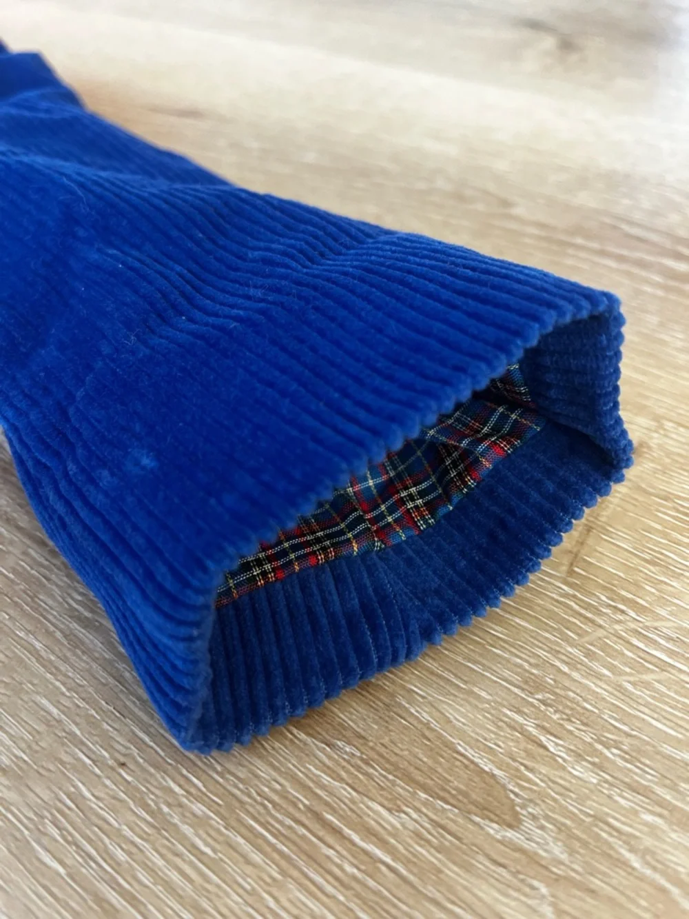 Blue Corduroy Blazer with Plaid Interior